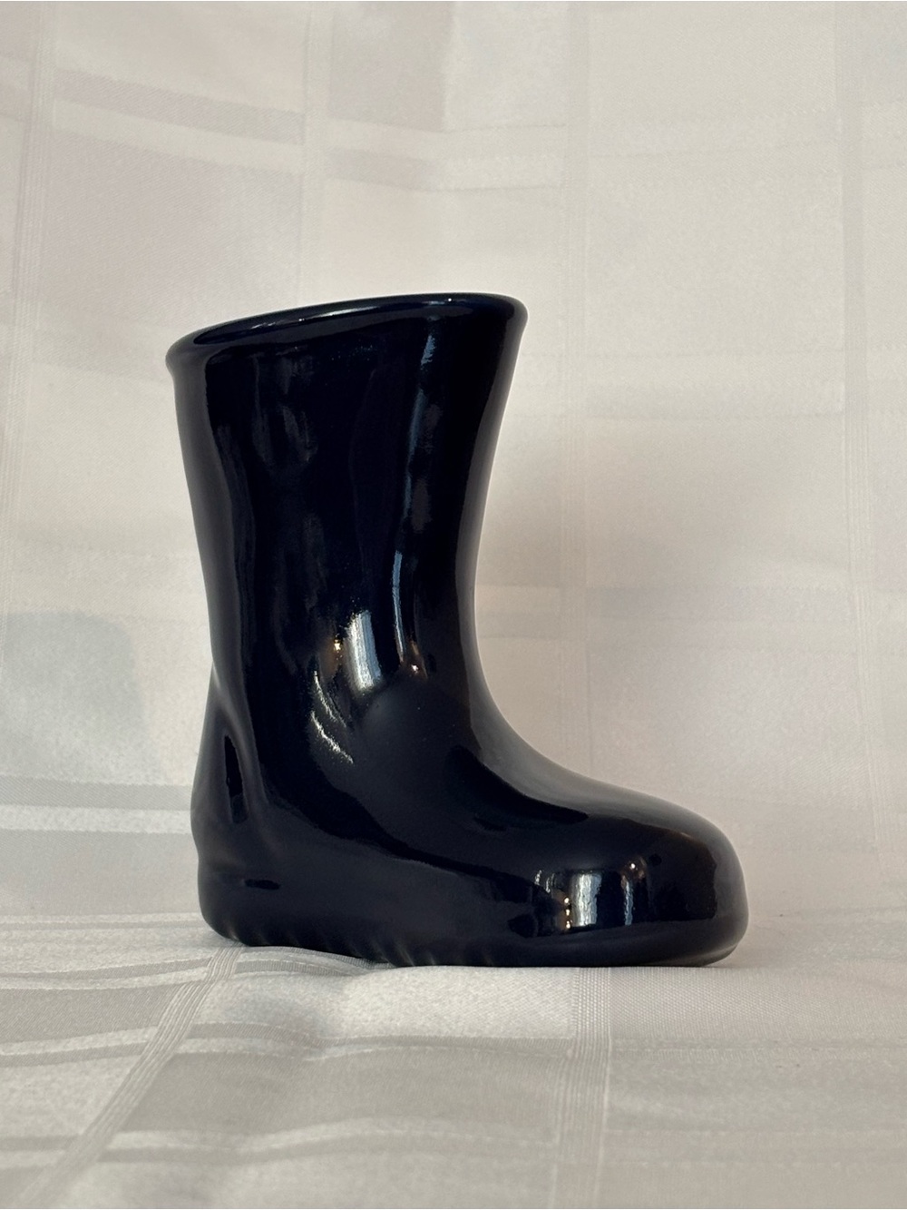 Vintage Navy Blue Ceramic Rain Boot Vase Made in Canada